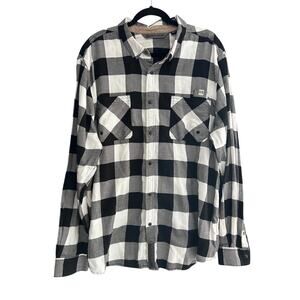 Harley Davidson Women's sz 2X Black and White Plaid Long Sleeve Flannel Shirt